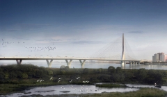 پل دنجیانگ (danjiang) زاها حدید با استفاده از یک کابل منفرد بزرگراهی به طول 920 متر را پشتیبانی می کند.