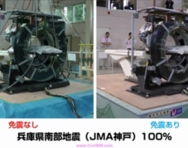 آزمایش میز لرزان کف جداسازی شده بر روی دستگاه MRI بیمارستانی (تجهیزات حساس) با و بدون جداساز لرزه ای در ژاپن آزمایش میز لرزان کف جداسازی شده بر روی دستگاه MRI بیمارستانی (تجهیزات حساس) با و بدون جداساز لرزه ای در ژاپن