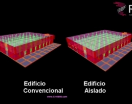 انیمیشن مقایسه رفتار ساختمان جداسازی شده لرزه ای و ساختمان با کف صلب در تحلیل تاریخچه زمانی در ETABS