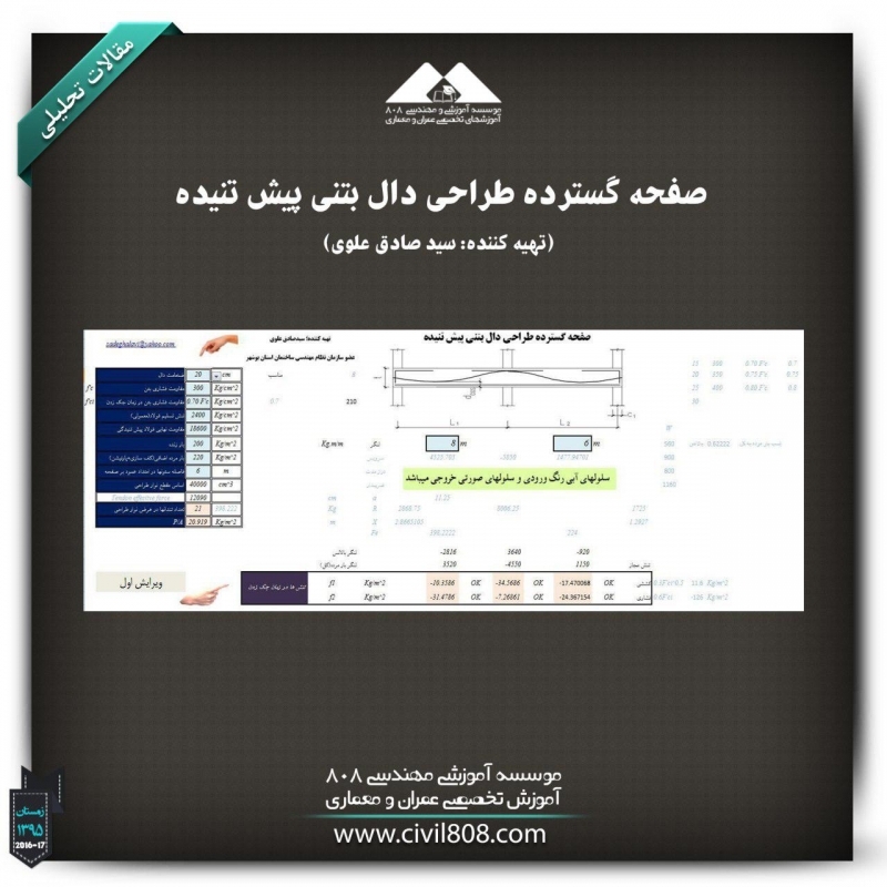 مقاله تحلیلی: صفحه گسترده طراحی دال بتنی پیش تنیده