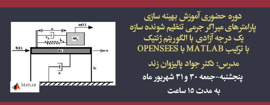 دوره آموزش حضوری بهینه سازی پارامترهای میراگر جرمی تنظیم شونده سازه یک درجه آزادی با الگوریتم ژنتیک با ترکیب MATLAB با OPENSEES دوره آموزش حضوری بهینه سازی پارامترهای میراگر جرمی تنظیم شونده سازه یک درجه آزادی با الگوریتم ژنتیک با ترکیب MATLAB با OPENSEES